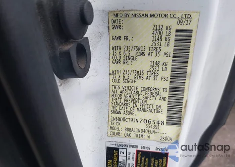 2018 Nissan Frontier S z USA, uszkodzony, nr VIN 1N6BD0CT9JN706548